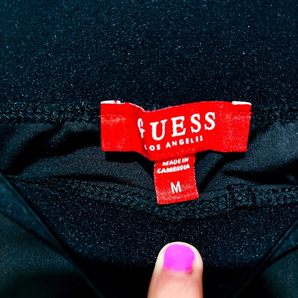 GUESS Black High-Rise Leggings with Sheer Mesh Side Panels | Medium - Picture 6 of 9